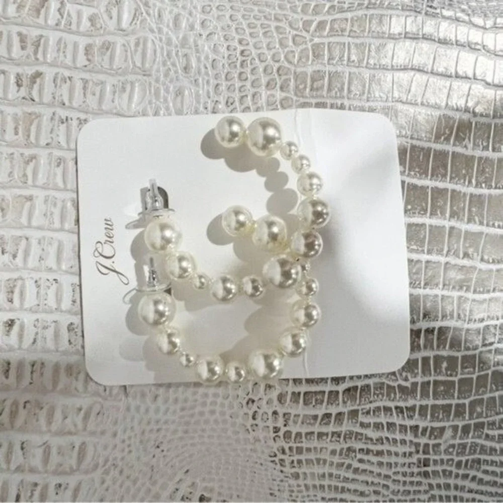 J. Crew‎ Women's Mixed Pearl Hoop Earrings
